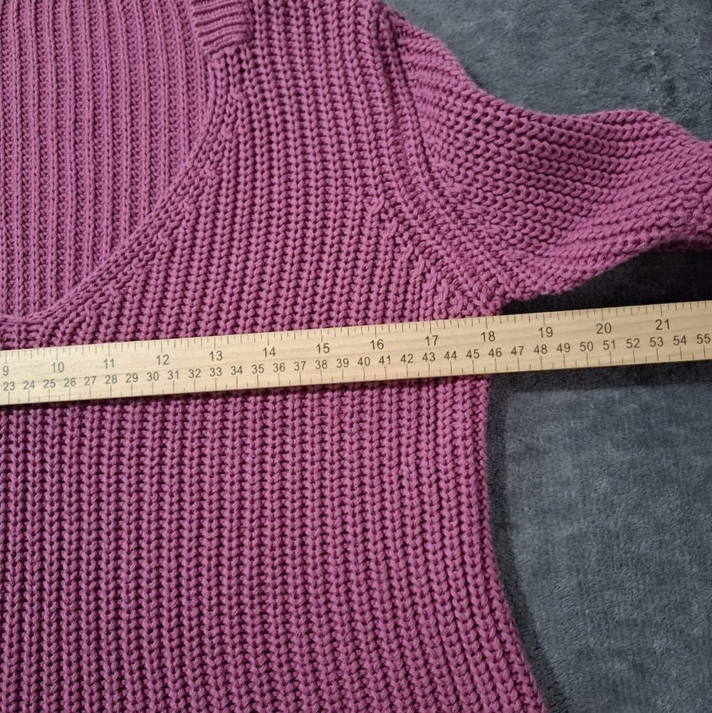 Free People Pink Textured Knit Top Rose Pink Damsel Bell Sleeve V-Neck Boho Sz S - Picture 8 of 12